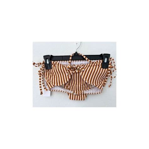 Roxy Swim Nwt Roxy Orange Black White Striped Beach Class Bikini