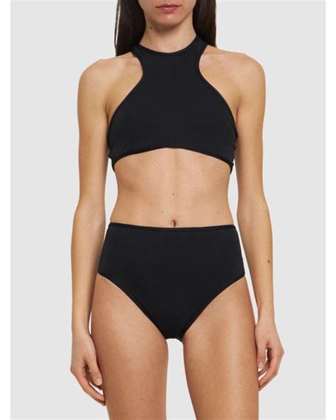 The Attico Jersey Halter Neck Cutout Bikini Set In Black Lyst