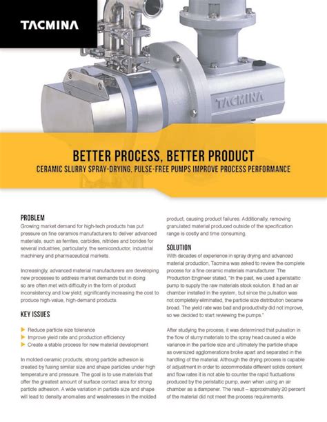 Better Process Better Product With Tacmina Smoothflow Pump