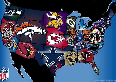 United States Map With NFL Teams For Each States Desktop Background