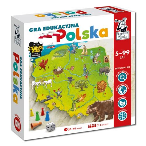 GRA EDUKACYJNA POLSKA DLA DZIECI GRA PLANSZOWA RODZINNA KAPITAN NAUKA