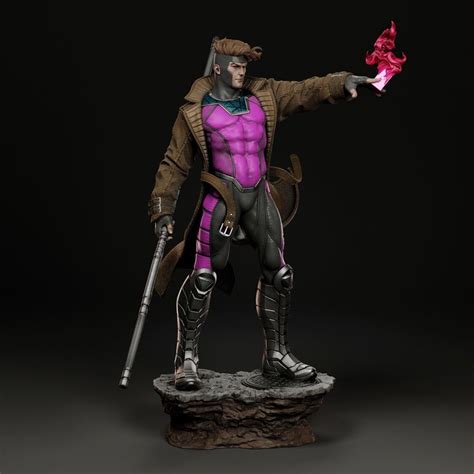 Artstation Gambit Remy Lebeau Statue Spiderman Comic Art Gambit