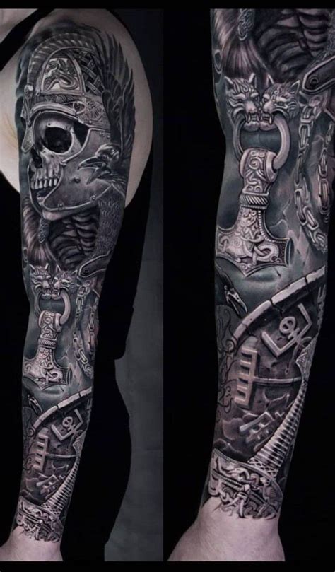 Jim On Twitter Skull Sleeve Tattoos Viking Warrior Tattoos Viking