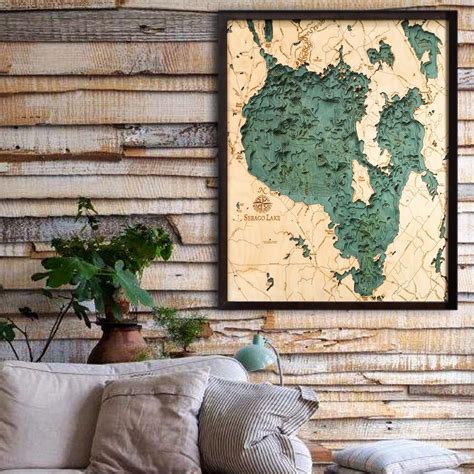 Sebago Lake Maine Wood Map 3d Wood Chart 245 X 31