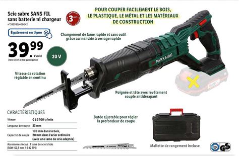 Promo Scie Sabre Sans Fil Sans Batterie Ni Chargeur Parkside Chez Lidl