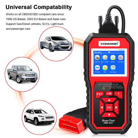 Konnwei Kw850 OBD2 Auto Diagnostic Scanner For 12V Car With Upgrade