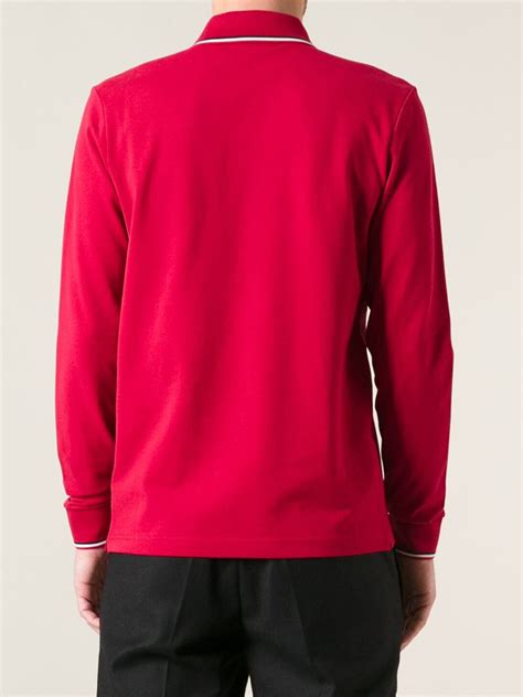 Moncler Long Sleeve Polo Shirt In Red For Men Lyst