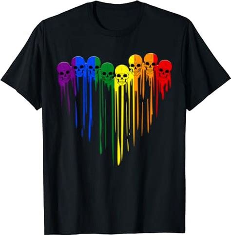 Lgbt Gay Pride Skull Rainbow Heart Lgbt Support T Shirt