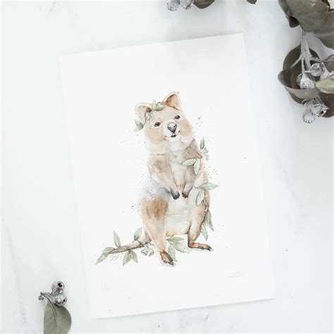 Quokka Print Watercolour Quokka Painting Quokka Eucalyptus Etsy