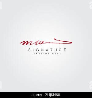 Initial Letter Mw Logo Hand Drawn Signature Style Logo Simple