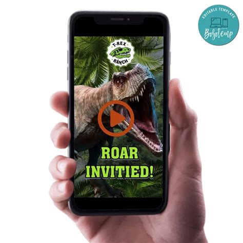 T Rex Ranch Video Invitation Digital Template Diy Bobotemp