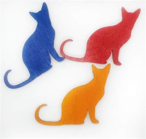 Wooden Cat Magnets 3pcs Fridge Magnets Wedding Magnets Save The