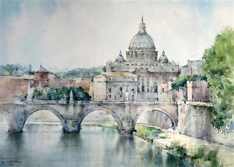 St. Peter Basilica - Rome - Italy Painting by Natalia Eremeyeva Duarte