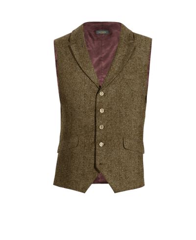 Braune Donegal Tweed Weste Mit Revers