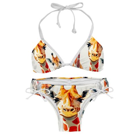 Giraffe Swimsuit Women Bikini Set With Detachable Sponge And Adjustable