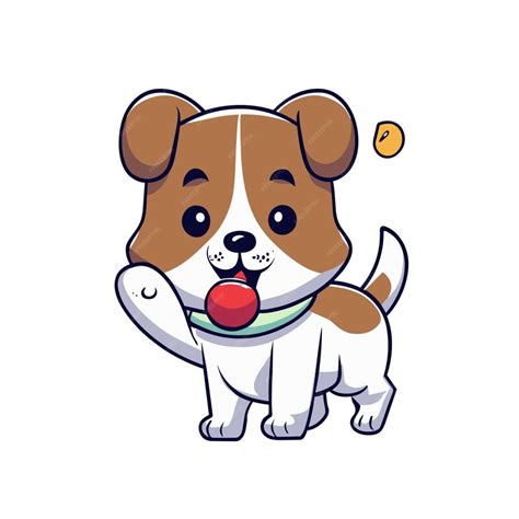 Premium Vector | Cute dog playing ball vector