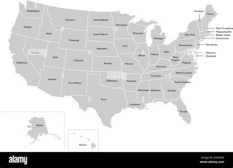 Vector Isolated Illustration Of Simplified Administrative Map Of Usa