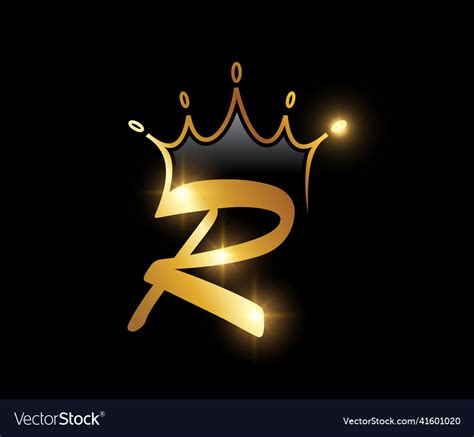 Golden Crown Monogram Logo Initial Letter R Vector Image