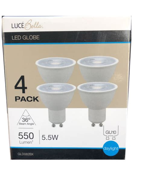 Luce Bella Gu10 55w 550 Lumens Daylight Led Globe 4 Pack Theitmart