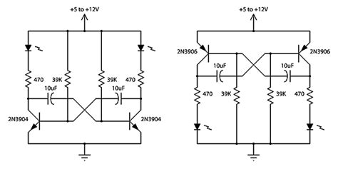 2 Transistor LED Flasher - LED_and_Light_Circuit - Circuit Diagram ...