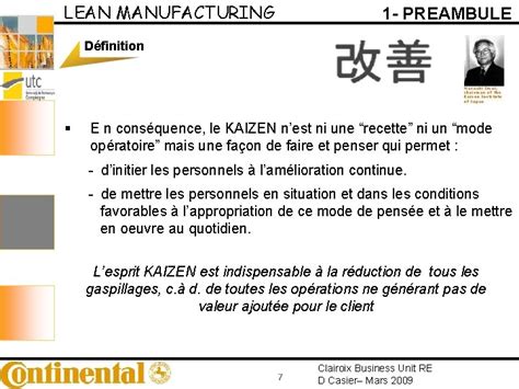 LEAN MANUFACTURING LE KAIZEN 1 Clairoix Business Unit