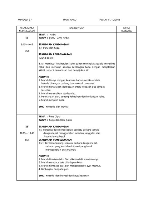 Contoh Rancangan Pengajaran Harian Pdf