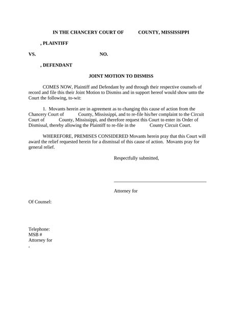 Mississippi Motion Dismiss Doc Template Pdffiller