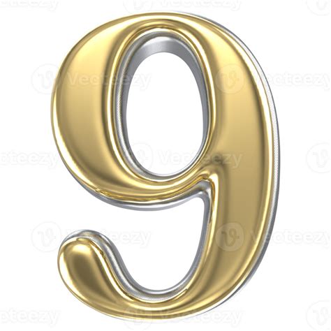 Gold Number 9 3d Render 47703705 Png