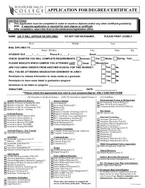 Fillable Online Application For Degree Certificate Format Guidelines