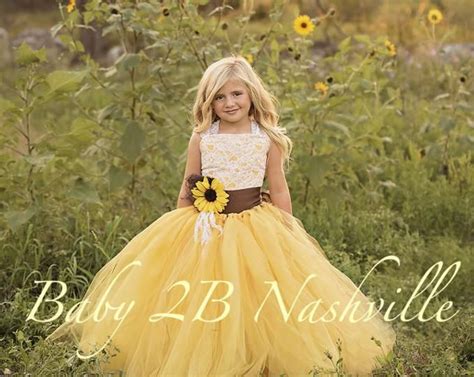 Yellow Sunflower Flower Girl Dress Yellow Tulle Dress Wedding - Etsy ...