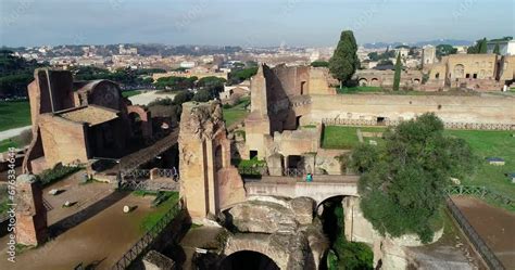 Il Parco Del Palatino Vicino Al Colosseo Roma Italia Ripresa Aerea