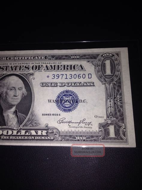 E Dollar Bill Blue Seal Silver Certificate Star Note Old Paper