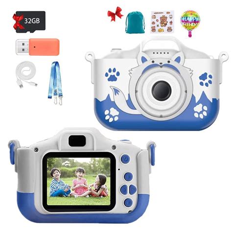 Детский фотоаппарат для девочки и мальчика с чехлом для синего кота ...