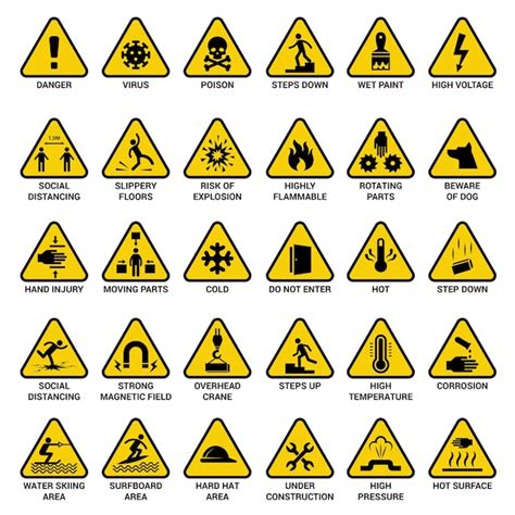 Señal De Advertencia Triangular Símbolos De Peligro Colección De Vectores De Peligro Eléctrico