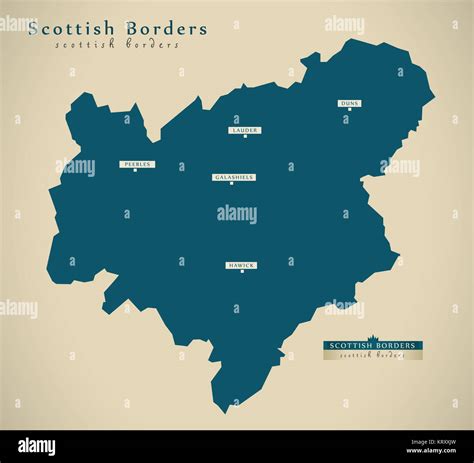 Modern Map - Scottish Borders UK Scotland illustration Stock Photo - Alamy