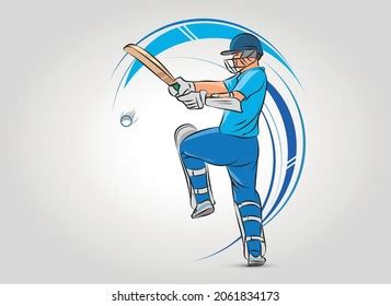 Vector Illustration Cricket Player Playing Bat Stock Vector Royalty