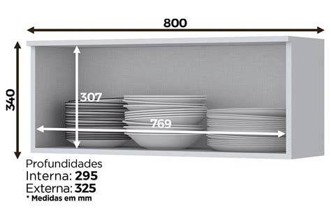 Armário Aéreo p Cozinha Americana Geladeira c 1 Porta Basculante 80cm