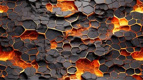 Premium Photo Seamless Honeycomb Pattern Of Magma Surface Top View Volcanic Lava With Cracked