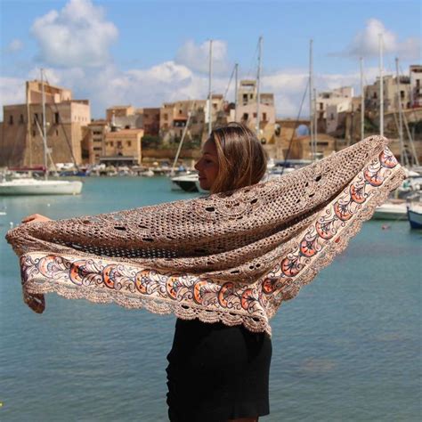 Crochet Shawl Floral Decorations Sicily Lover