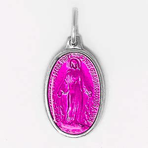 Direct From Lourdes Pink Enamel Miraculous Medal Pendant