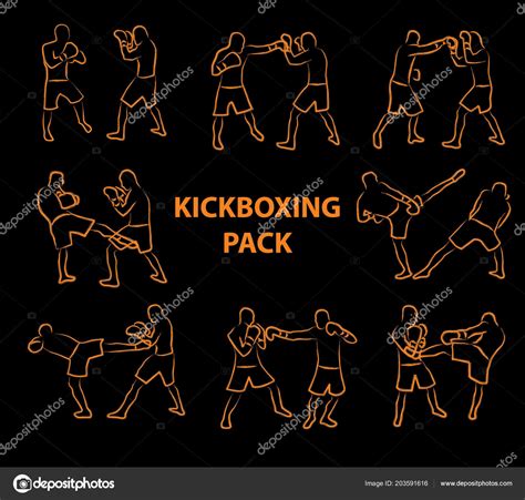 Images Cartoon Kickboxer Two Kickboxing Fighters Fighting Cartoon