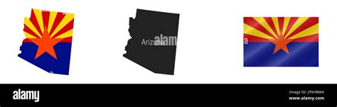 Arizona Us State Map With Masked Flag Detailed Silhouette Waving Flag