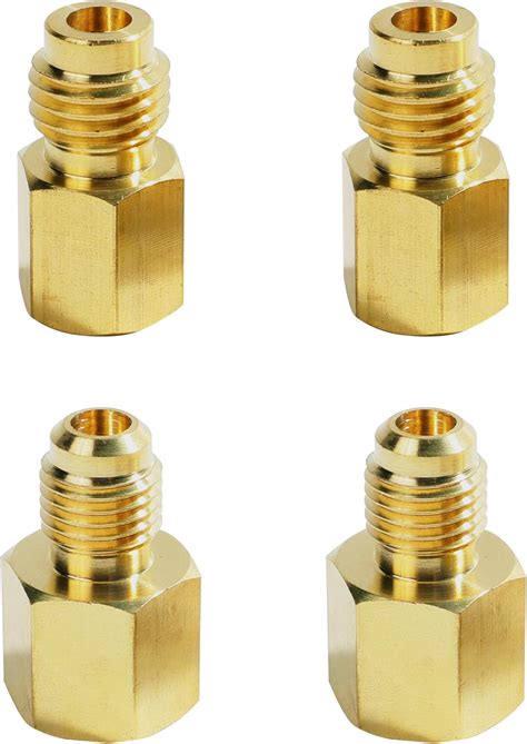 Yakefly 4pcs 6015 R134a Adapters 6015 R134a Brass Refrigerant Tank Adapter Kit To