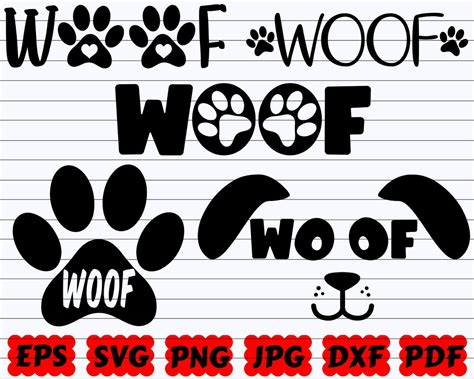 Woof Svg Woof Cut File Woof Dog Svg Woof Puppy Svg Woof Paw Svg Dog Cut