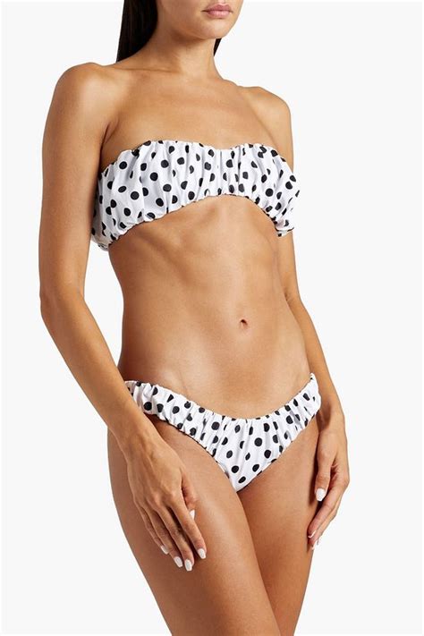 Caroline Constas Dorit Gathered Polka Dot Low Rise Bikini Briefs The