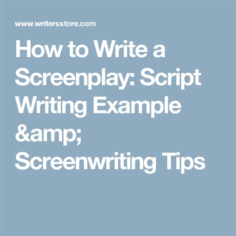 How To Write A Screenplay Script Writing Example Screenwriting Tips