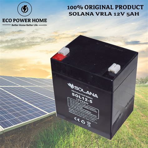 Jual SOLANA VRLA DEEP CYCLE 12V 5AH AKI KERING DRY ACCU BATTERY BATERAI