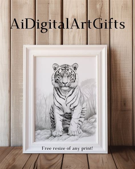 Tiger Pencil Sketch Portrait, Print, Digital Art, Free Resize - Etsy