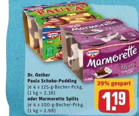 Dr Oetker Paula Schoko Pudding Oder Marmorette Splits Angebot Bei REWE