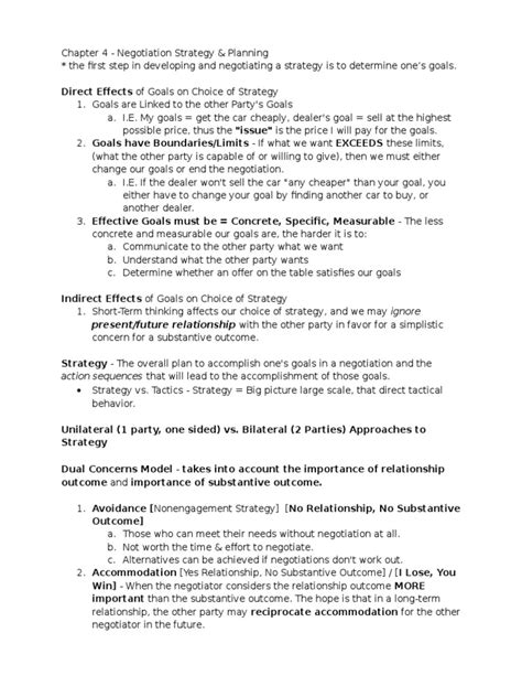 Chapter 4 Negotiation Strategy And Planning Pdf Bargaining